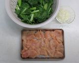 鶏むね肉と小松菜のねぎ塩炒め作り方1写真