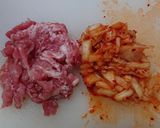 ぱぱっと♪ 豚キムチャーハン作り方1写真
