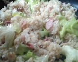 レタスチャーハン、醤油卵を最後に入れる。作り方3写真