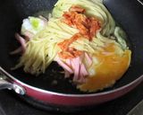 本技キムチとハムの簡単パスタ作り方4写真