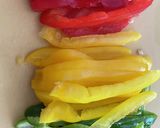 夏野菜と牛肉のチンジャオロース風炒め♪作り方1写真