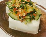 香味野菜たっぷりのきゅうりの梅和え♪冷奴作り方6写真