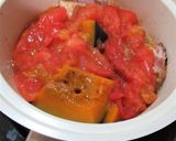 夏野菜かぼちゃを、トマトの汁で煮つける作り方3写真
