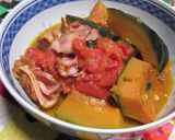 夏野菜かぼちゃを、トマトの汁で煮つける作り方4写真