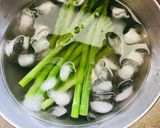 お鍋一つで☆アスパラガスと温泉卵のサラダ作り方3写真