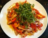 豚肉のパプリカ炒め 豆苗載せ作り方4写真