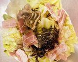 レンチン調理　キャベツ舞茸ベーコン塩昆布作り方1写真