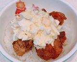 唐揚げとタルタルソース、唐揚げタルタル丼作り方2写真