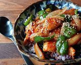おひとり様★ささ身の甘辛ピリ辛丼作り方7写真