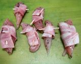 お弁当に☆ﾍﾞｰｺﾝでｻｻﾐ巻き♪作り方7写真