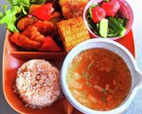 チキントマト煮と玄米ご飯のワンプレート作り方7写真
