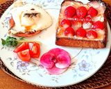 お花見気分♥️ヨーグルトと餡の桜トースト作り方5写真