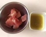 ビン長マグロと菜の花の山かけ作り方1写真
