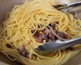 新玉ネギとホタルイカのバター醤油パスタ作り方2写真