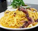 新玉ネギとホタルイカのバター醤油パスタ作り方3写真