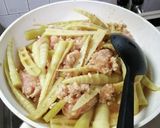 姫竹(山菜)と鳥挽肉の炒めもの作り方3写真