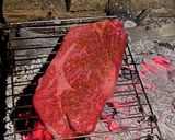 炭火で焼くステーキ作り方3写真