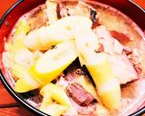 信州の郷土料理根曲がり竹と鯖缶の味噌汁♡作り方5写真