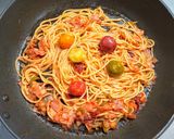 カラートマトでスパゲティナポリタン作り方5写真