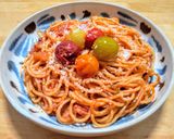 カラートマトでスパゲティナポリタン作り方6写真