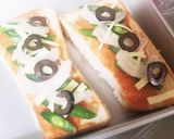 インゲン&オリーブチーズマヨピザトースト作り方6写真