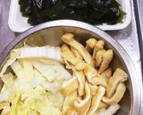 白菜と油揚げのお浸しと生わかめ乗せ蕎麦作り方1写真