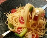 アスパラとトマトとブリーのパスタ。作り方6写真