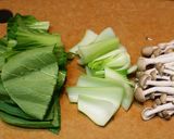 チンゲン菜としめじの豆腐あんかけ作り方1写真