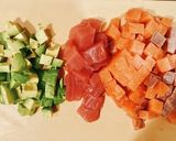 絶品！アボカドサーモンマグロのユッケ丼作り方2写真