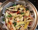 ベーコンの油を活かした淡竹入り野菜炒め作り方4写真