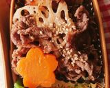 お弁当★少量和牛とレンコン旨塩★カフェ飯作り方4写真
