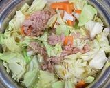 汁もの代わり、きゃべつ＆ツナの煮物作り方1写真