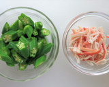 夏野菜のおかず。オクラとカニカマの和え物作り方2写真