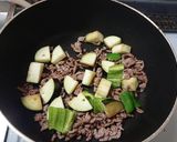 簡単！なすとピーマンの肉味噌そうめん作り方4写真