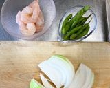 海老と玉ねぎ、枝豆のかけ揚げ作り方1写真