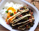 mレンジで茄子とベーコンの甘辛炒め【丼】作り方10写真