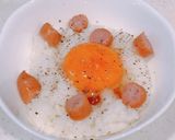 レンジで簡単、ソーセージ卵かけご飯！作り方3写真