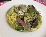 セロリとあさりのクリームパスタ作り方7写真