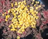 わけぎとコーンと挽肉の醤油焼きそば作り方5写真