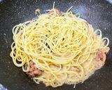 牛肉のクリームパスタ(レトルト牛丼使用)作り方3写真