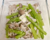レンジで3分♪アスパラ&しめじバター作り方4写真