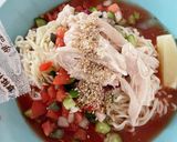 蒸し鶏と夏野菜のサルサ冷やし麺作り方4写真