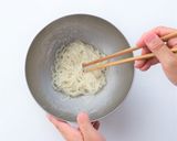 牛肉と卵の土鍋焼きライスパスタ作り方3写真