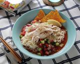 蒸し鶏と夏野菜のサルサ冷やし麺作り方5写真
