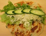 葱抓餅で*ラップサンド作り方6写真