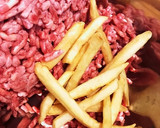 合い挽きと残りポテトフライで簡単バーグ作り方1写真