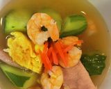 キューリとハム卵焼き海老の中華スープ作り方7写真