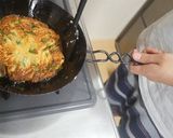 糖質オフ♪豆腐でニラチヂミ@けいごはん作り方5写真