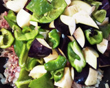 夏野菜と挽肉のオイスターソース炒め丼の具作り方5写真