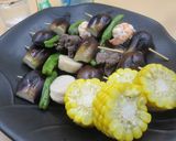 ヘタ紫ナスの串焼き風酒蒸し作り方4写真